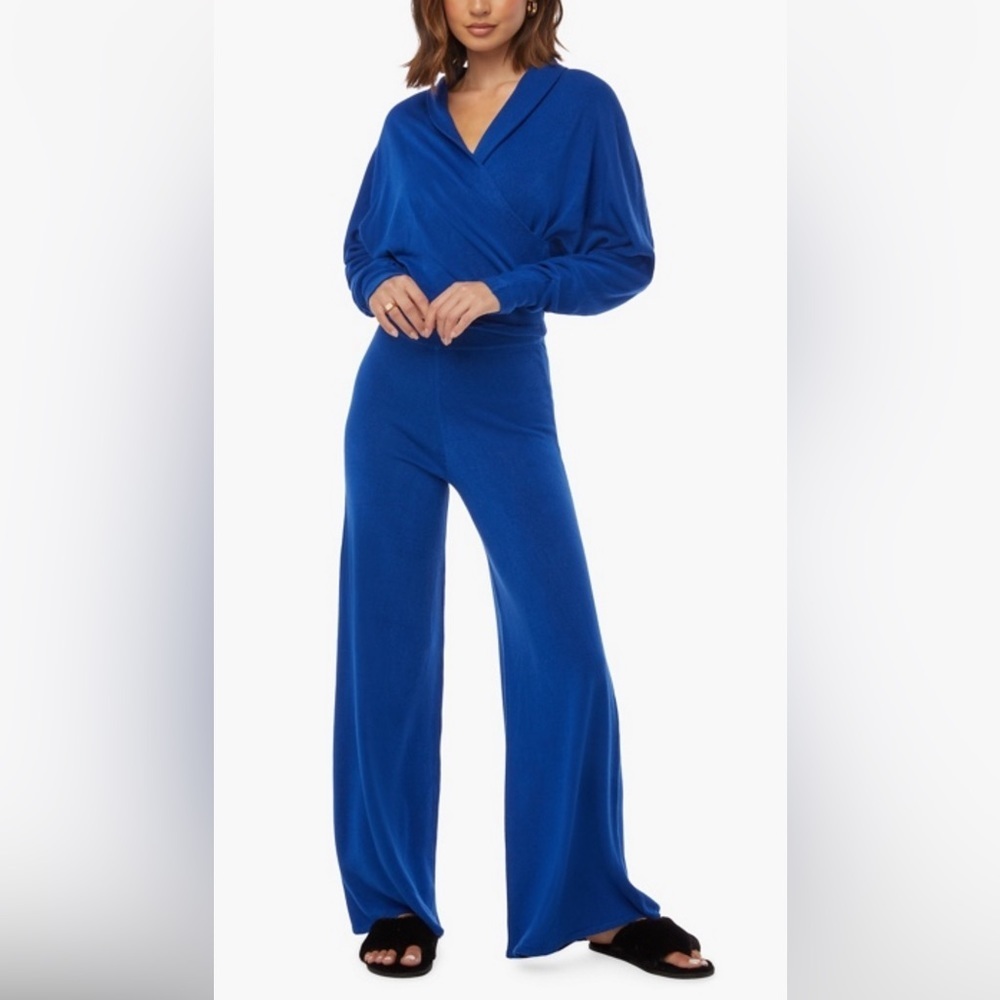 Cross Front Sweater + Sweater Palazzo Pants - 2 Piece Set